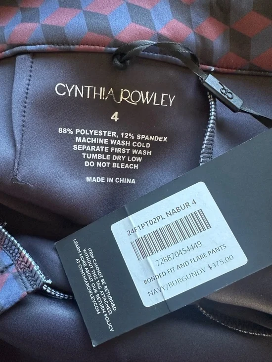 NWT CYNTHIA ROWLEY Bonded Fit And Flare Pants Size 4 - Picture 3 of 6